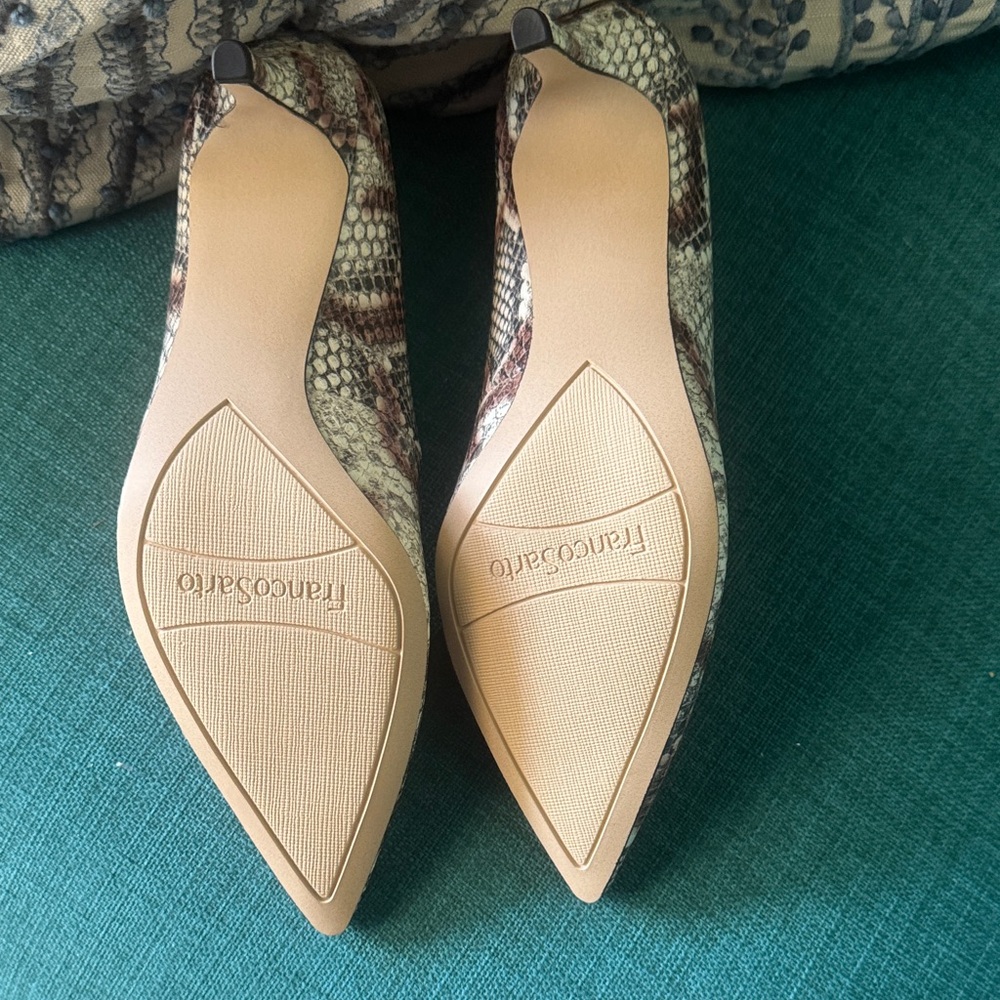 Franco Sarto Tudor Silver Snakeskin Heels - Picture 3 of 3